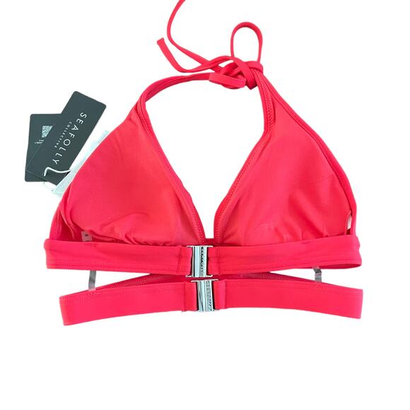 Seafolly Halter Bra Bikini Top Only Womens 2 Chilli Red Swimwear Beach Vacation - Picture 2 of 6
